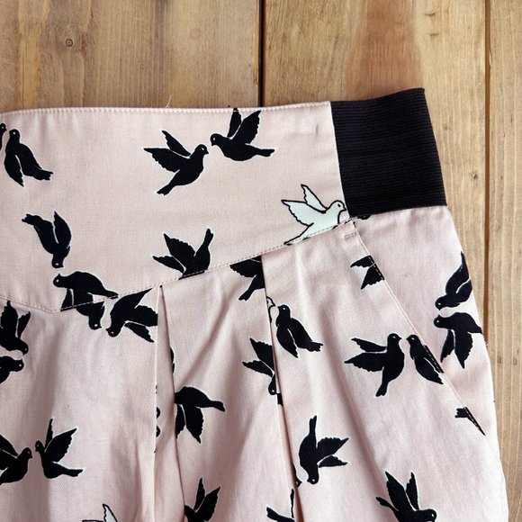 Divided Cream and Black Bird Print Mini Skirt - Picture 4 of 4